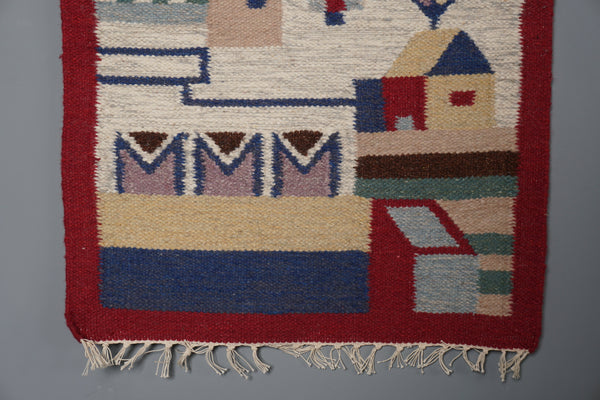 Polish Vintage Wall Rug Tapestry Kelim 1960s Mid Century - Image 3