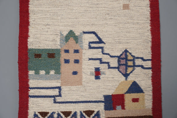 Polish Vintage Wall Rug Tapestry Kelim 1960s Mid Century - Image 4