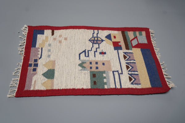 Polish Vintage Wall Rug Tapestry Kelim 1960s Mid Century - Image 9