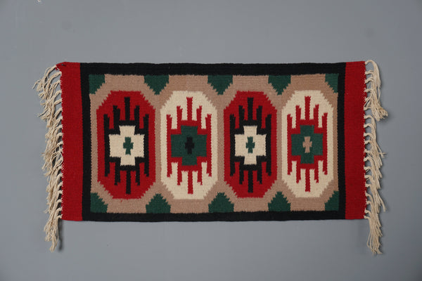 Vintage Wall Hanging Tapestry Rug Röllakan Sweden Kilim 1960s Red Green Wool - Image 2