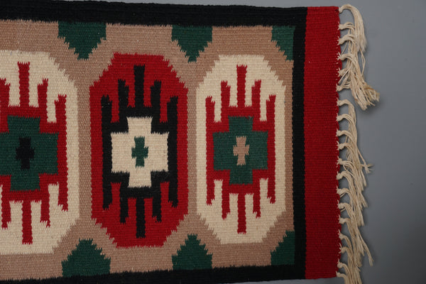 Vintage Wall Hanging Tapestry Rug Röllakan Sweden Kilim 1960s Red Green Wool - Image 5