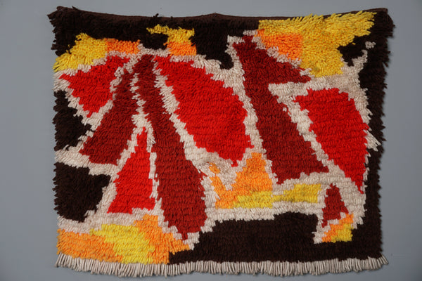 Vintage Wall Tapestry Wall Hanging Hand-Knotted High Pile 1960s Op Art