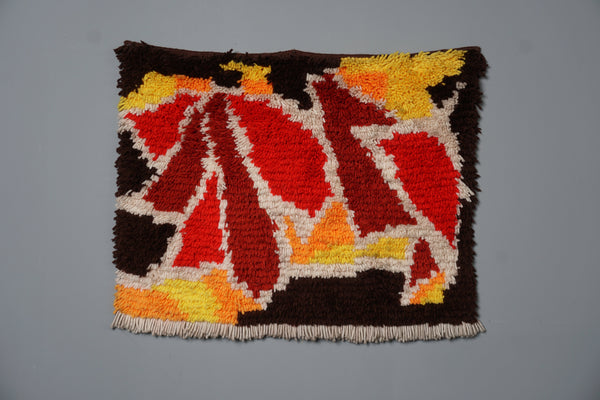 Vintage Wall Tapestry Wall Hanging Hand-Knotted High Pile 1960s Op Art - Image 9