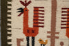 Vintage Wall Tapestry Wall Hanging Rug 1960s Cream Olive Green Wool - Image 4