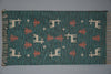 Polish Vintage Tapestry Wall Hanging 1960s Teal Wool - Image 2