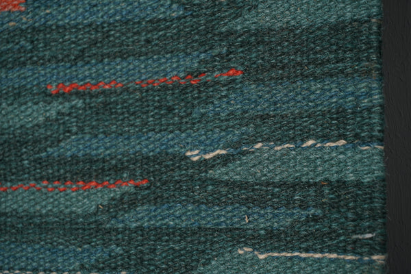 Polish Vintage Tapestry Wall Hanging 1960s Teal Wool - Image 6