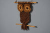 Vintage Owl Macrame Wall Hanging 1960s Handmade Wood Bamboo Natural Fiber - Image 7