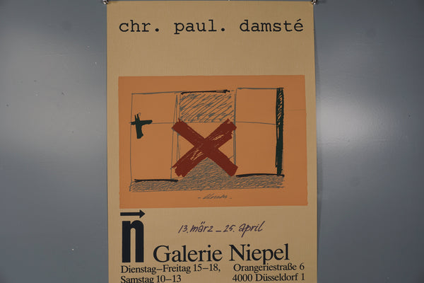 Christiaan Paul Damste Poster Galerie Niepel 80s Orange Paper