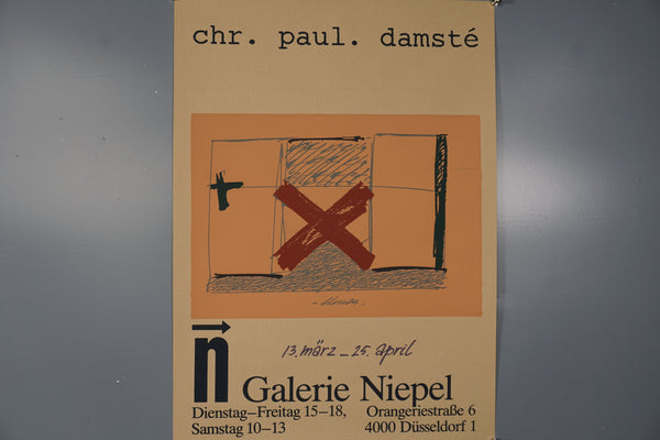 Christiaan Paul Damste Poster Galerie Niepel 80s Orange Paper - Image 2