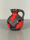 Marei Keramik Pitcher Vintage Fat Lava Handle Vase 60s Red Black Ceramic
