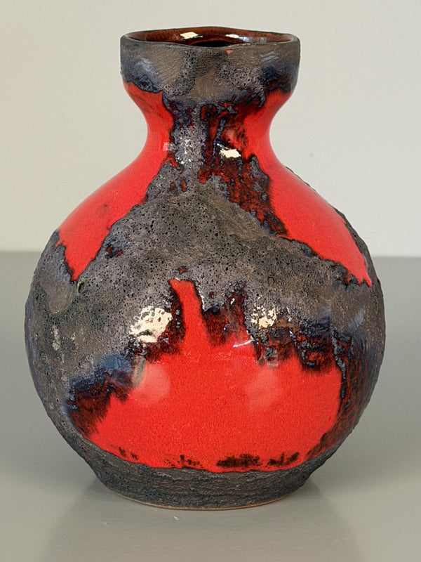 Marei Keramik Pitcher Vintage Fat Lava Handle Vase 60s Red Black Ceramic - Image 9
