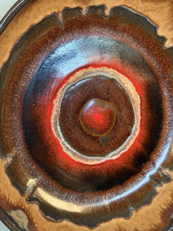 Vintage Wall Plate Studio Pottery 1960s Brown Red Ceramic - Image 3