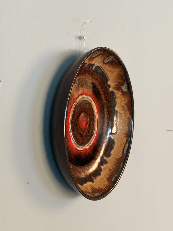 Vintage Wall Plate Studio Pottery 1960s Brown Red Ceramic - Image 5