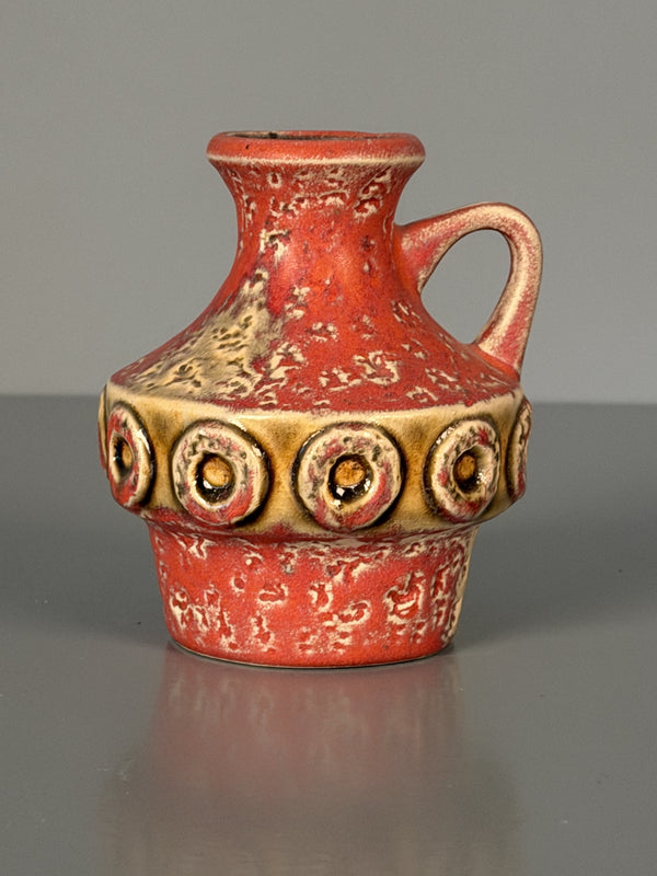 Fohr Keramik Vase Vintage Handle Vase WGP Fat Lava 60s Red Ceramic - Image 5