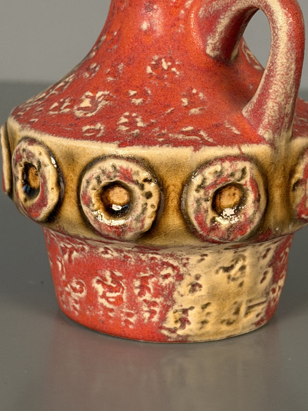Fohr Keramik Vase Vintage Handle Vase WGP Fat Lava 60s Red Ceramic - Image 7