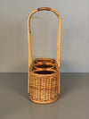 Vintage Rattan Wicker Wine Carrier Basket 1960s Tan Beige - Image 2