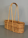 Vintage Rattan Wicker Wine Carrier Basket 1960s Tan Beige - Image 3