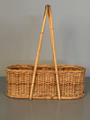 Vintage Rattan Wicker Wine Carrier Basket 1960s Tan Beige - Image 4