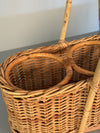 Vintage Rattan Wicker Wine Carrier Basket 1960s Tan Beige - Image 5