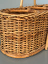 Vintage Rattan Wicker Wine Carrier Basket 1960s Tan Beige - Image 6