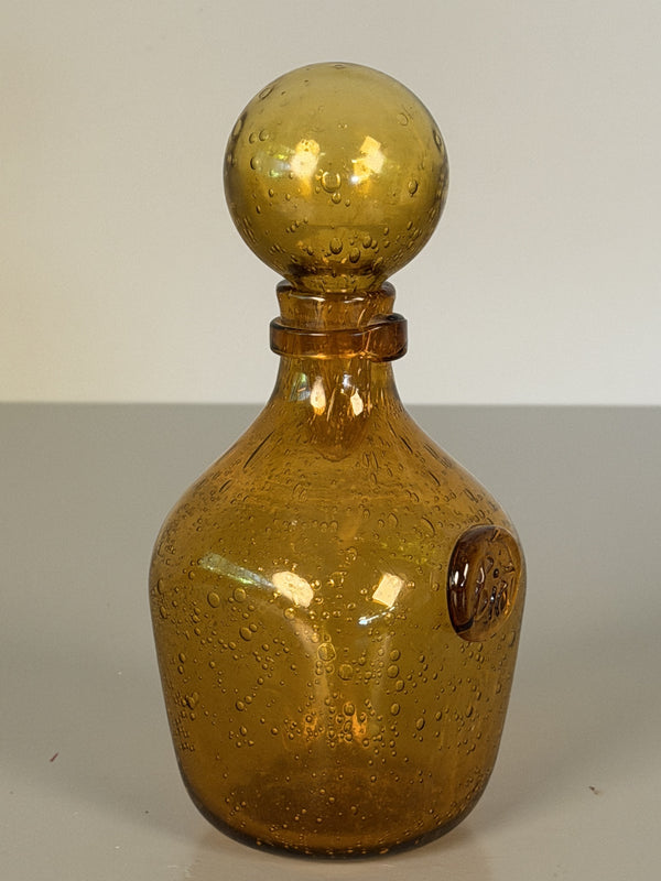Biot France Bottle with Stopper Amber Mid-Century Modern Glass - Image 2