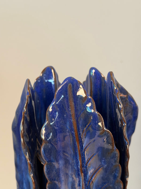 Vintage Vase Studio Pottery Leaves Floral Ceramic 1970s - Image 6