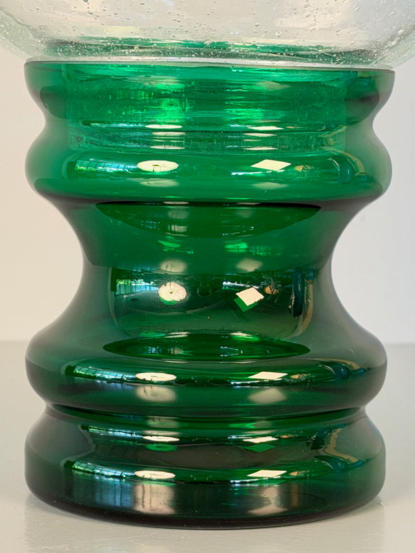 Willy Johansson Vintage Glass Bonbonniere Vase 1960s Green Clear - Image 4