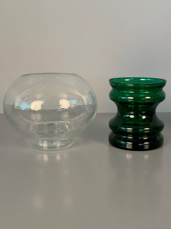 Willy Johansson Vintage Glass Bonbonniere Vase 1960s Green Clear - Image 6
