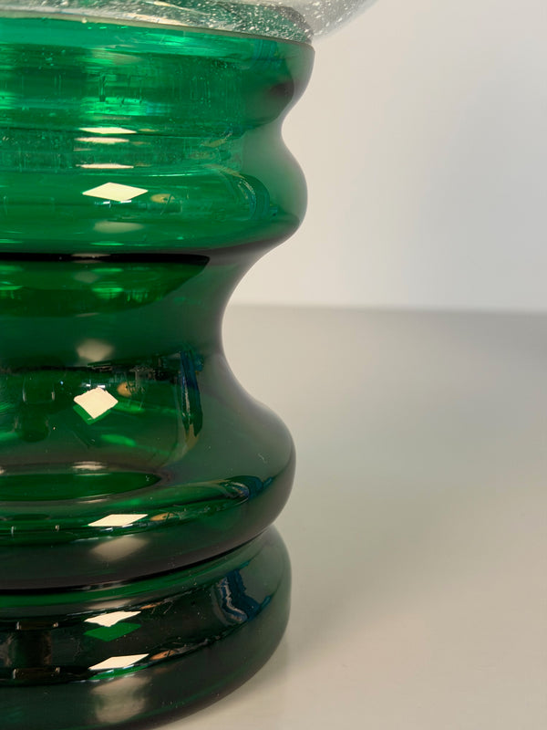 Willy Johansson Vintage Glass Bonbonniere Vase 1960s Green Clear - Image 9