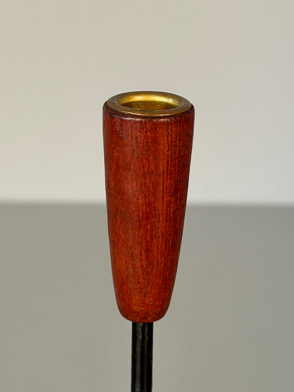 Vintage Candle Holder Teak Wood Metal Brass 1960s Denmark Scandinavian String Style - Image 6