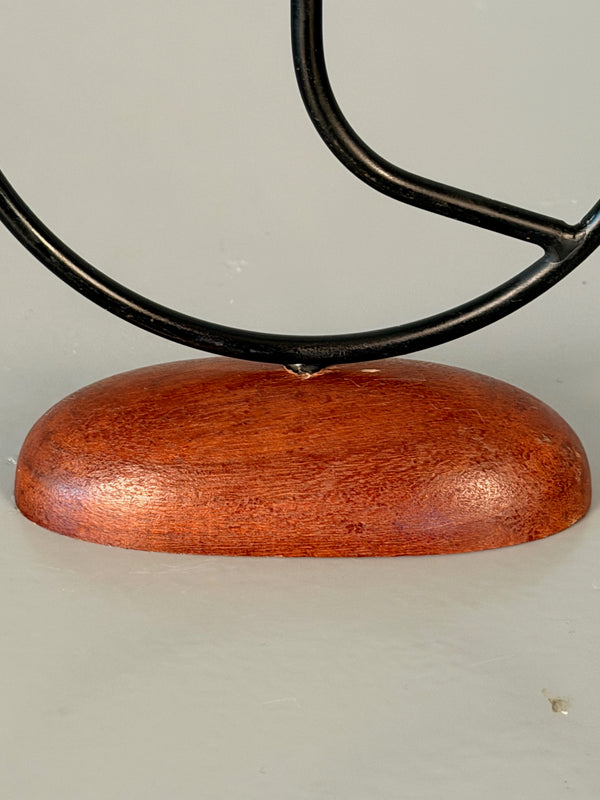 Vintage Candle Holder Teak Wood Metal Brass 1960s Denmark Scandinavian String Style - Image 7