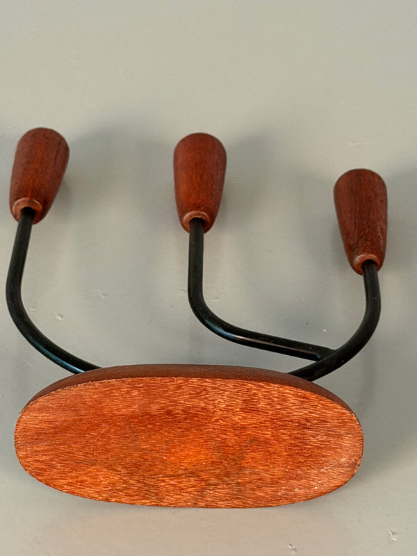Vintage Candle Holder Teak Wood Metal Brass 1960s Denmark Scandinavian String Style - Image 8