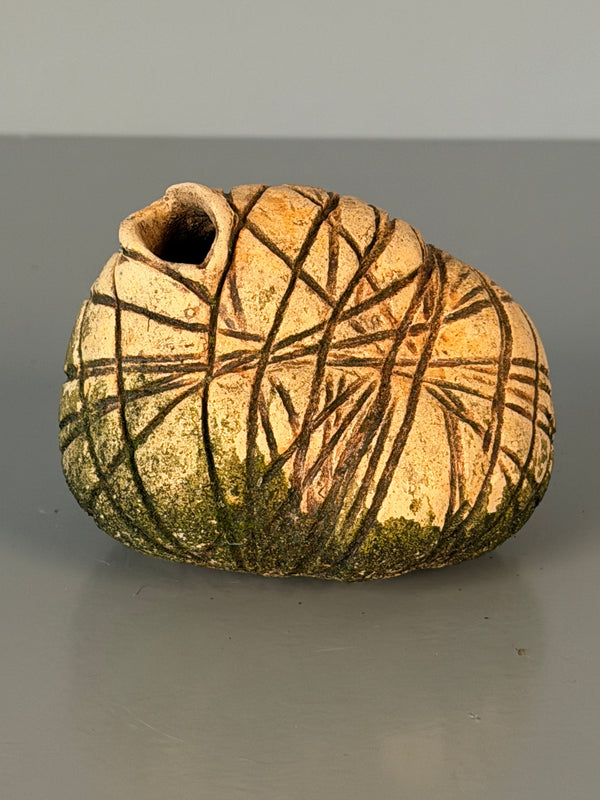 Gerhard Liebenthron Vase Vintage Studio Pottery 80s Beige Dark Green Ceramic