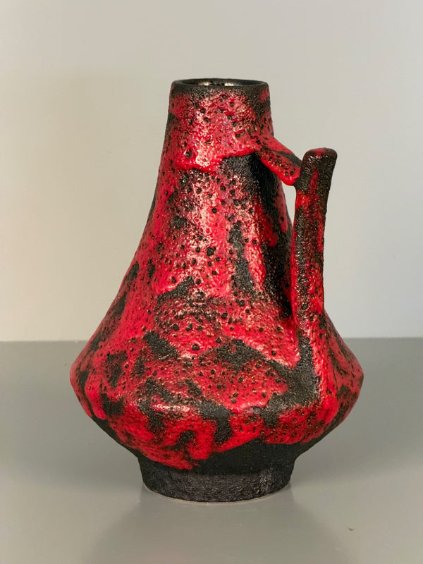 Jopeko Vintage Vase Handle Vase 1960s Red Black Ceramic - Image 2