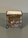Troika Cornwall Cube Vase 1970s Beige Black Ceramic