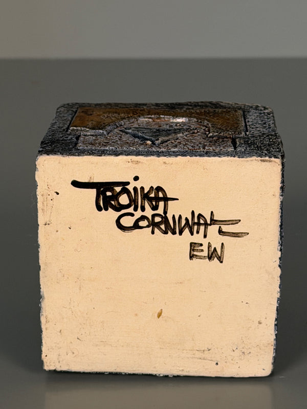Troika Cornwall Cube Vase 1970s Beige Black Ceramic - Image 9