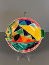 Hillary Decorative Plate Fish Plate 1950s Yellow Blue Ceramic
