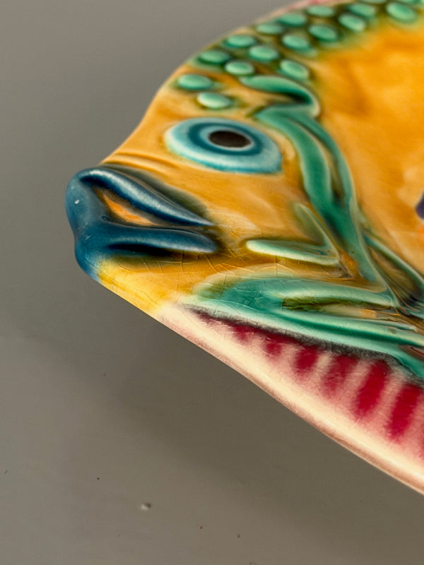 Hillary Decorative Plate Fish Plate 1950s Yellow Blue Ceramic - Image 9