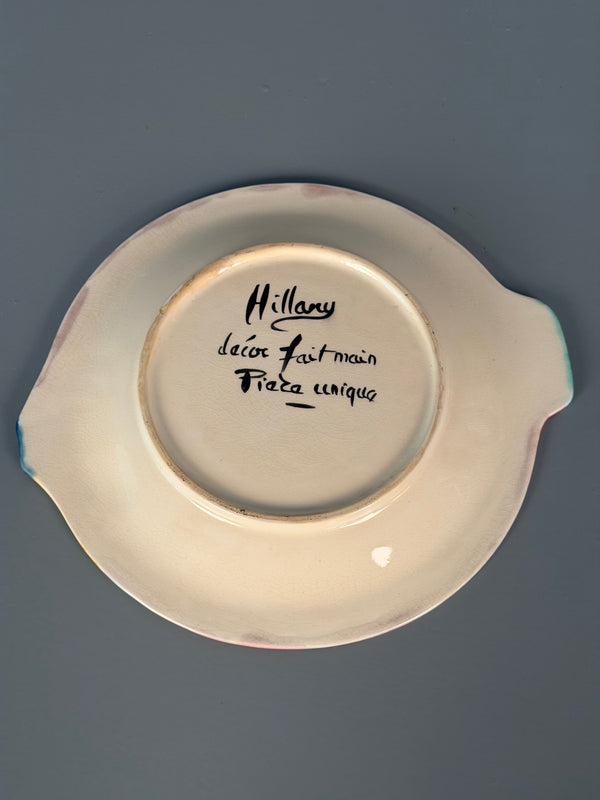 Hillary Decorative Plate Fish Plate 1950s Yellow Blue Ceramic - Image 10