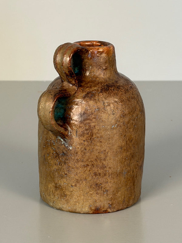 Studio Pottery Handle Vase Ceramic Art Pottery Signed 'ST' 1970s Brown Red - Image 2
