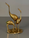 Vintage Brass Figurine Statue Cranes Birds 1960s Mid Century