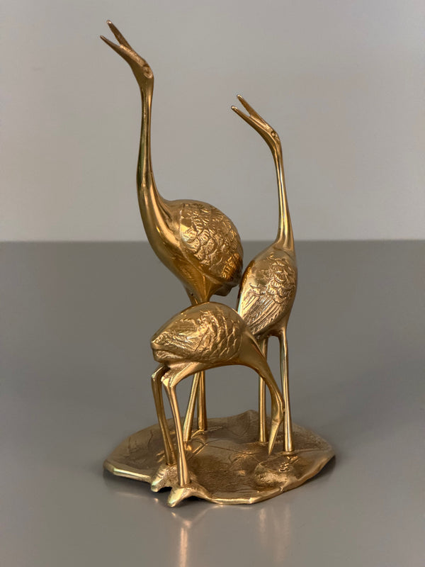 Vintage Brass Figurine Statue Cranes Birds 1960s Mid Century - Image 9