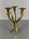 Vintage 3-Branch Candlestick Holder Brass 1960s Mid Century