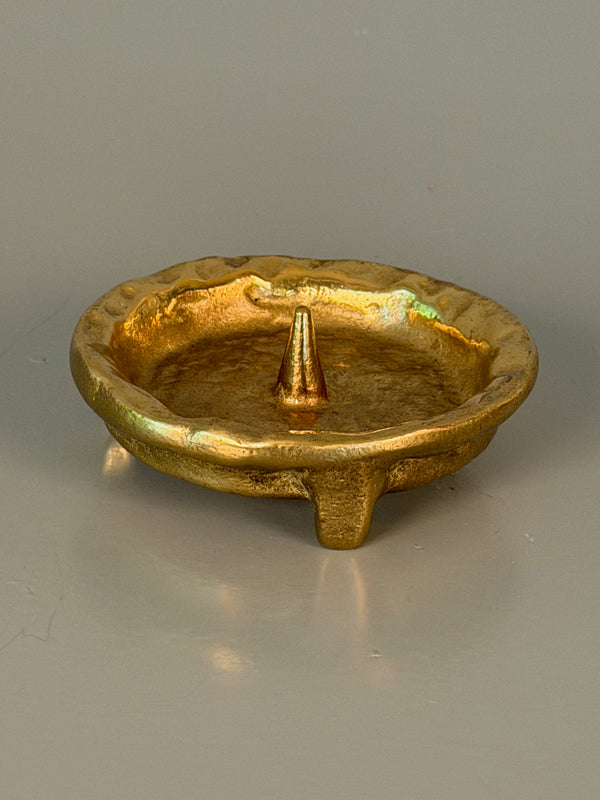 Vintage Brass Candleholder Massive 1960s Mid Century Brutalist
