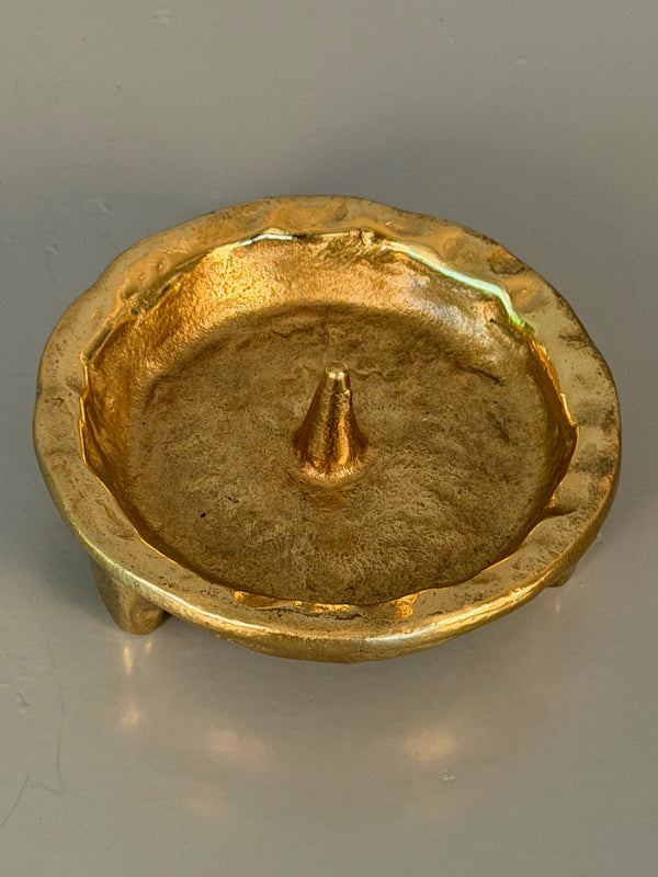 Vintage Brass Candleholder Massive 1960s Mid Century Brutalist - Image 3