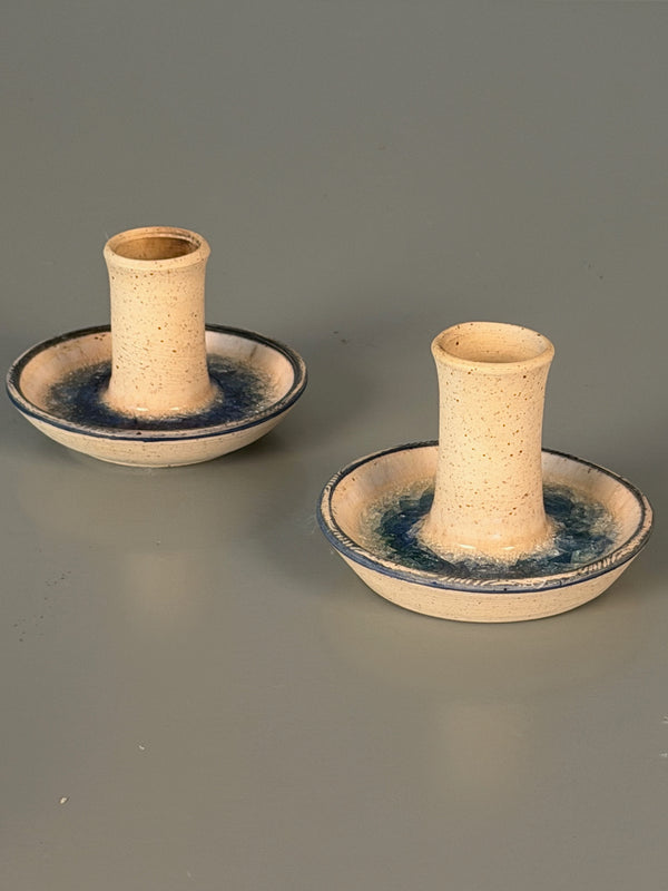 Vintage Set of 2 Candlestick Holders 1960s Ceramic