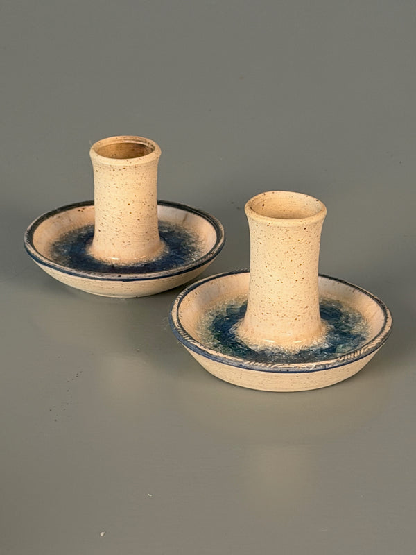 Vintage Set of 2 Candlestick Holders 1960s Ceramic - Image 2