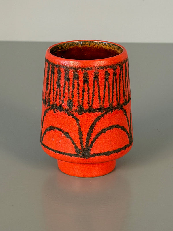 Vintage Ceramic Vase WGP Fat Lava Mid Century 1960s Red Black