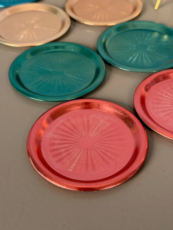 Vintage Coaster Set 1950s Mid Century Aluminum - Image 7