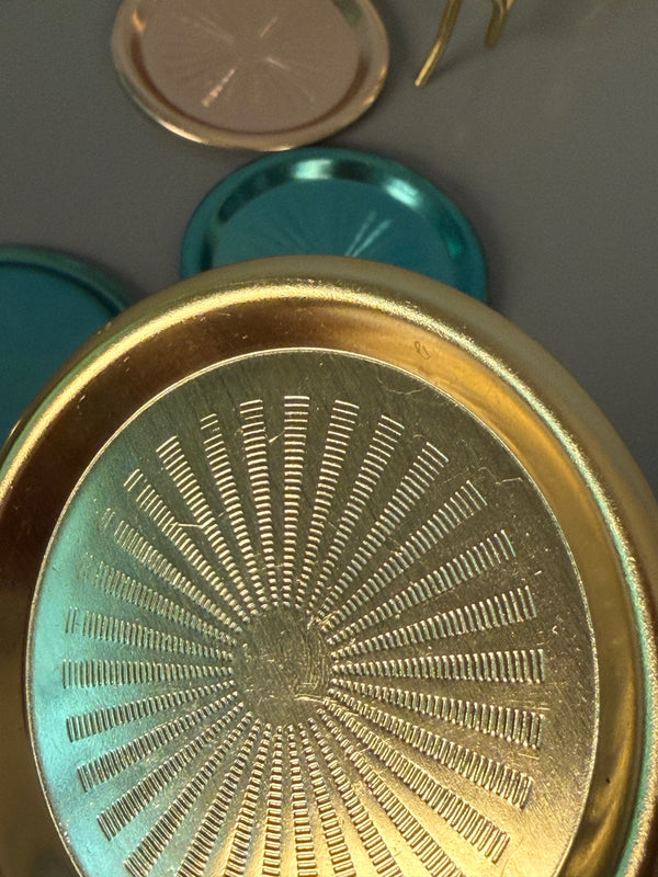 Vintage Coaster Set 1950s Mid Century Aluminum - Image 9